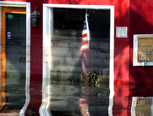 Hurricane damaged storefront