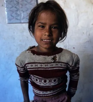 child looking at camera